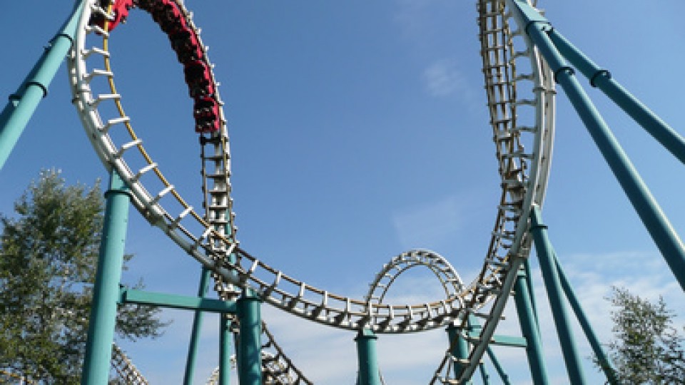 Rollercoaster in amusement park